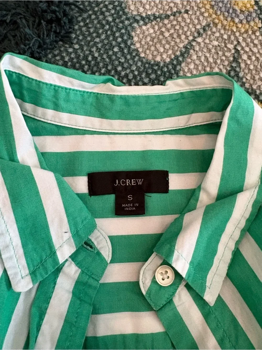 J. Crew Green stripped button down dress / cover-up Small